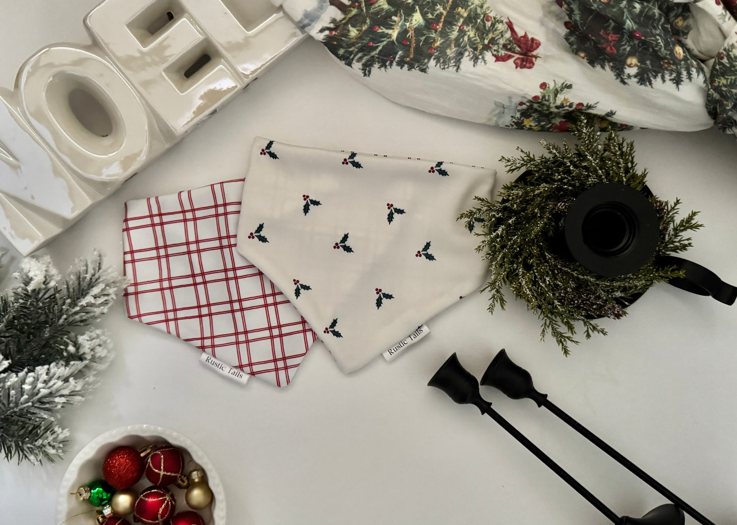 HOLLY JOLLY PLAID DOG BANDANA