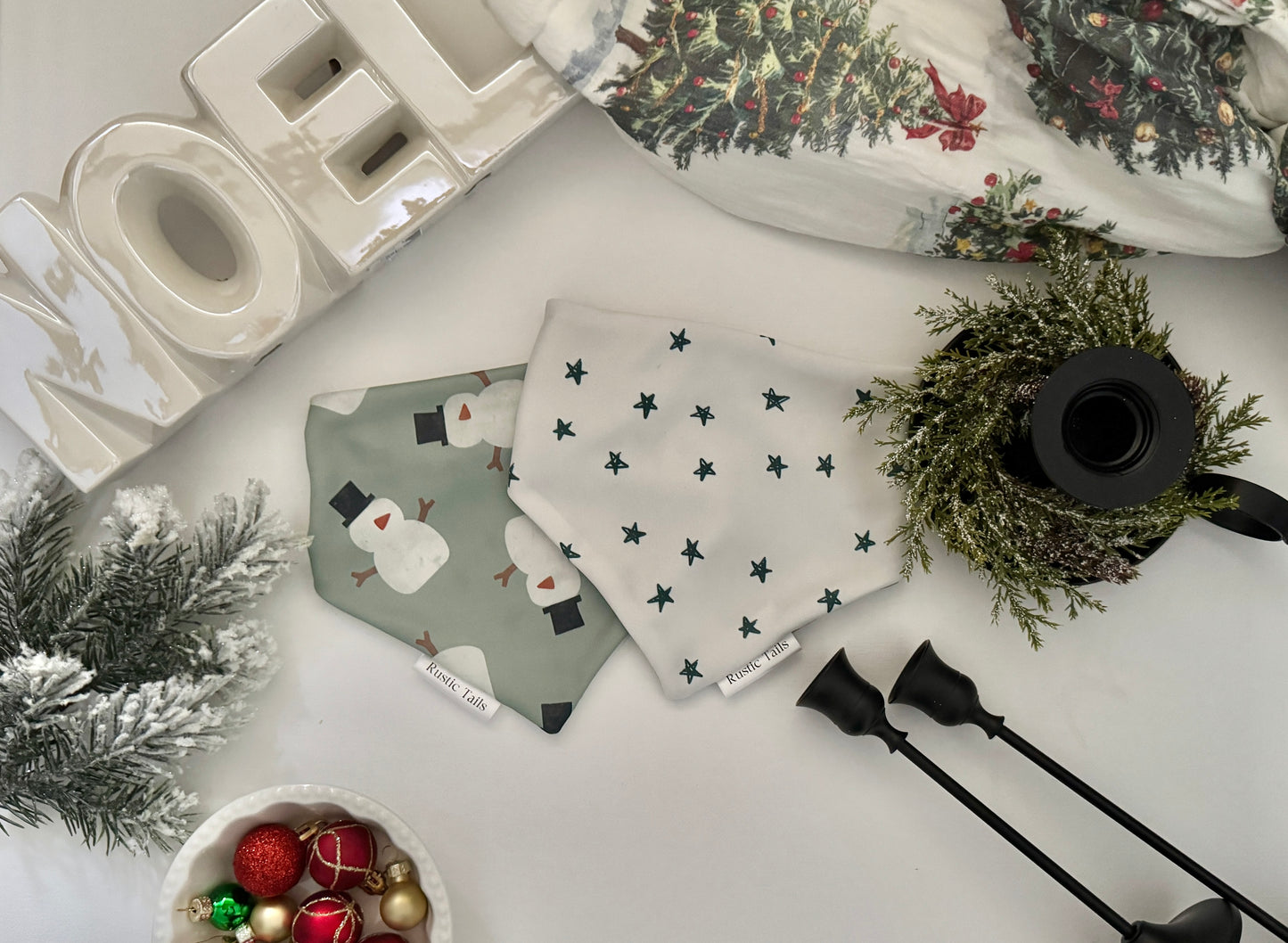 SNOWMAN & STARS DOG BANDANA