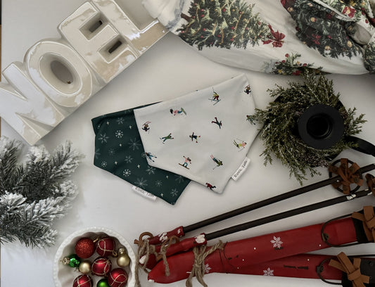 SKIERS & SNOWFLAKES DOG BANDANA