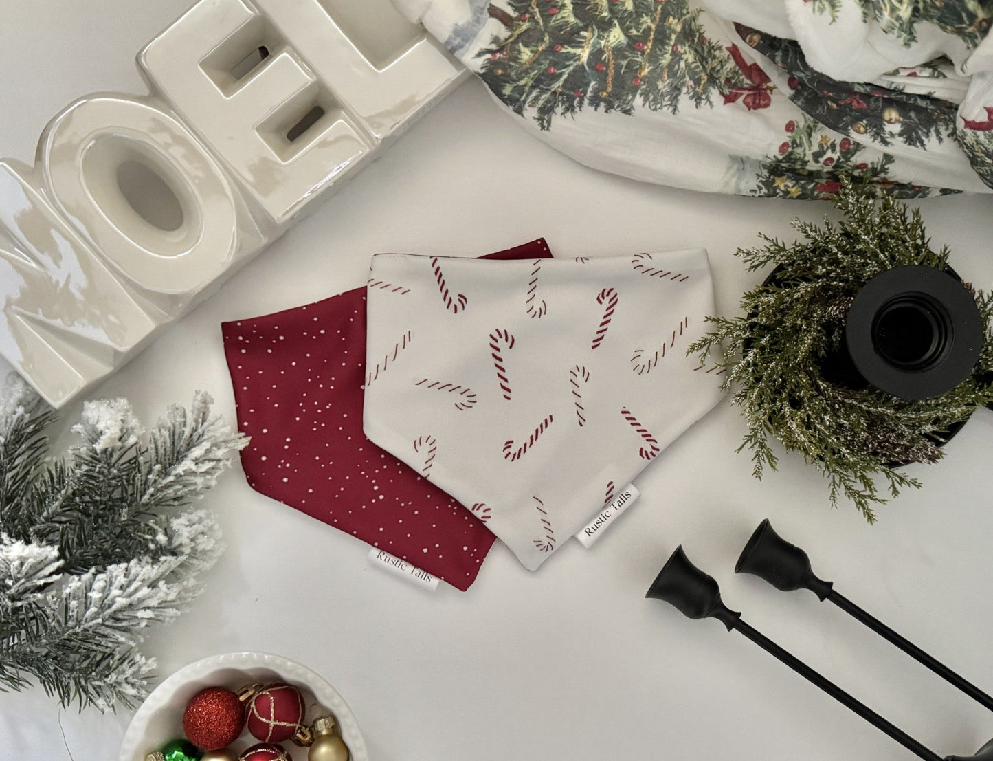CANDY CANES & SPECKLES DOG BANDANA