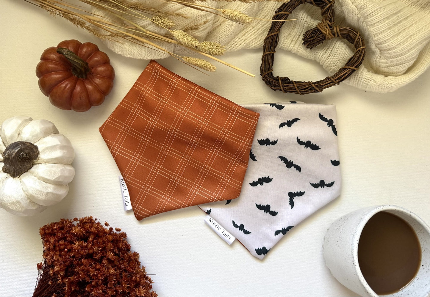 PLAID ORANGE ET CHAUVES-SOURIS